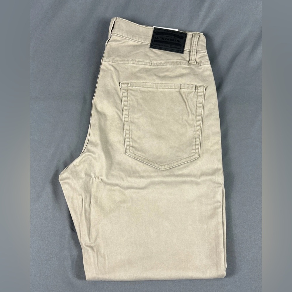 Lucky Brand Pants 410 Athletic Straight 34 x 30 Khaki Cotton Spandex